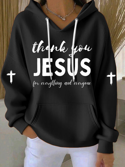 Women's Casual Vintage Faith Thank You Jesus Hoodie