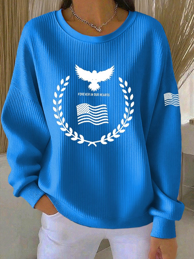 Women's Print Knit Crew Neck Long Sleeve Top
