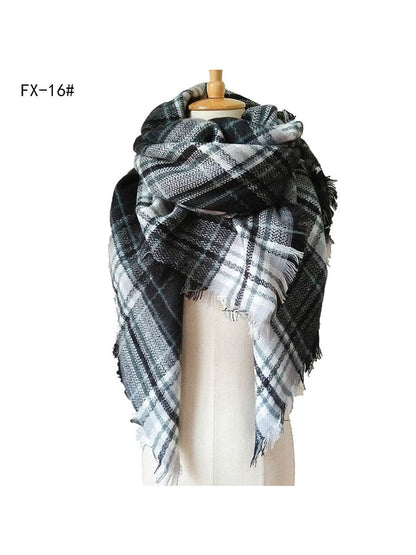 Imitation Cashmere Oversized Double-Sided Colorful Plaid Square Scarf