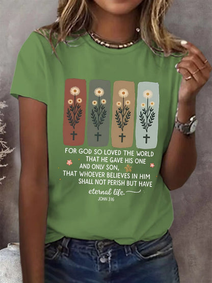 Women's Casual Christian Faith Graphic Printed Round Neck Short Sleeve T-Shirt