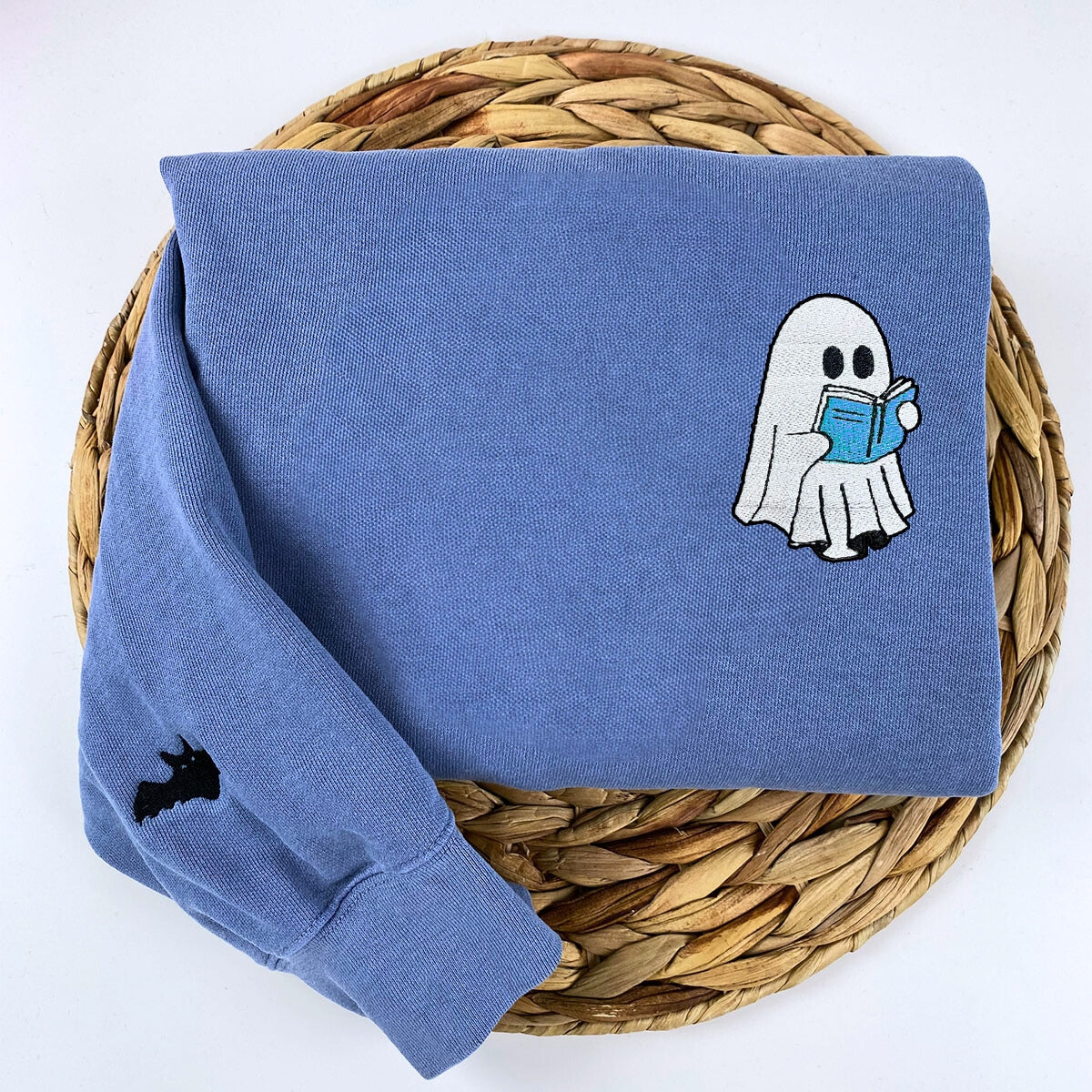Embroidered Halloween Ghost Book Lover T-Shirt or Sweatshirt