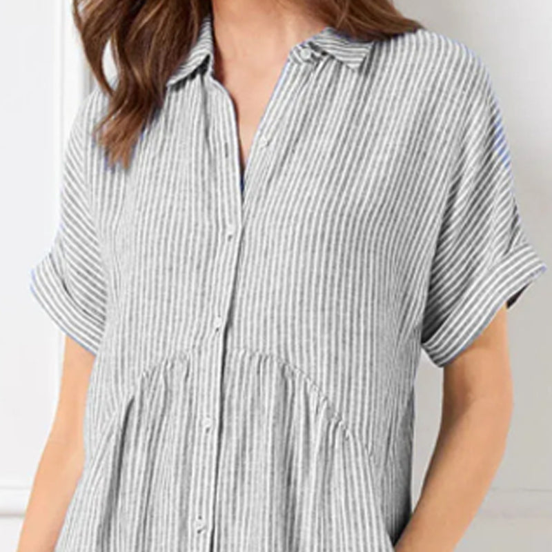 Striped Shirt Dress with Pockets