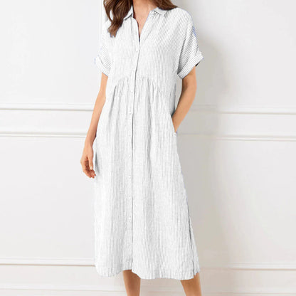 Striped Shirt Dress with Pockets