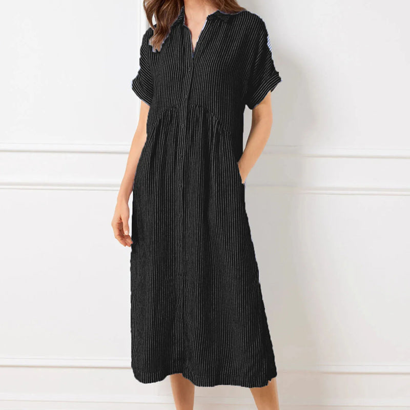Striped Shirt Dress with Pockets