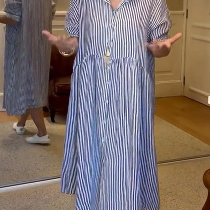 Striped Shirt Dress with Pockets